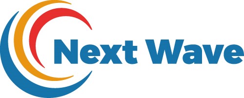 Logo Next Wave with three circles around the text